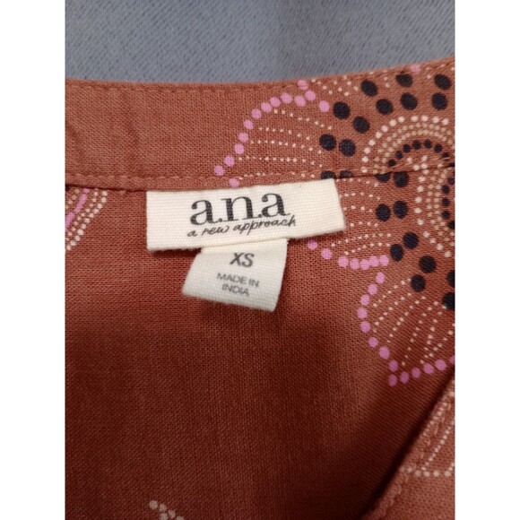 ANA A New Approach Womens FLORAL DEEP ORANGE CUFFED Short Sleeve Dress, Size XS - Picture 3 of 13